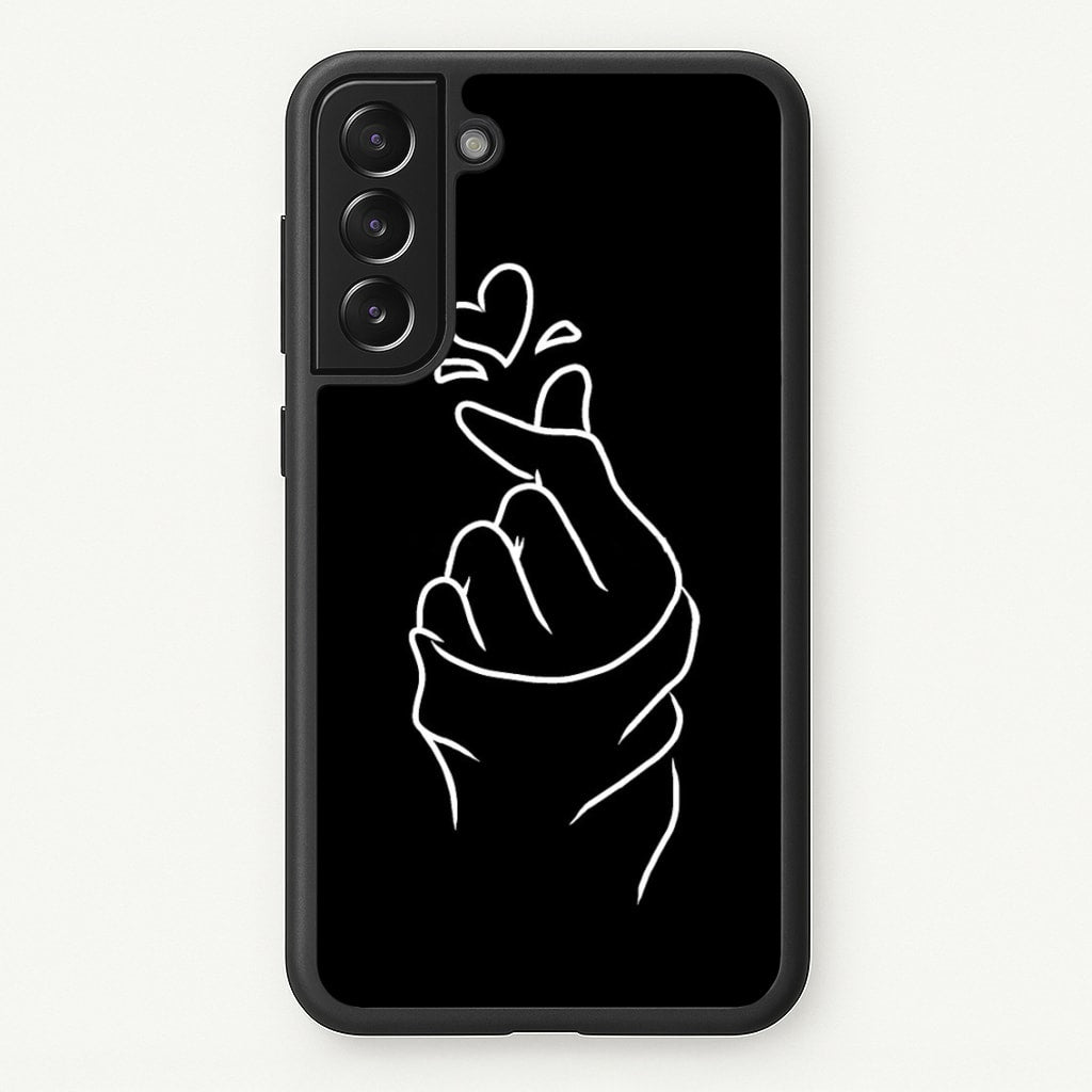 Cute Heart Finger Snap Black  -  Phone Case for Galaxy S21FE