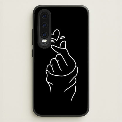 Cute Heart Finger Snap Black  -  Phone Case for Huawei P30
