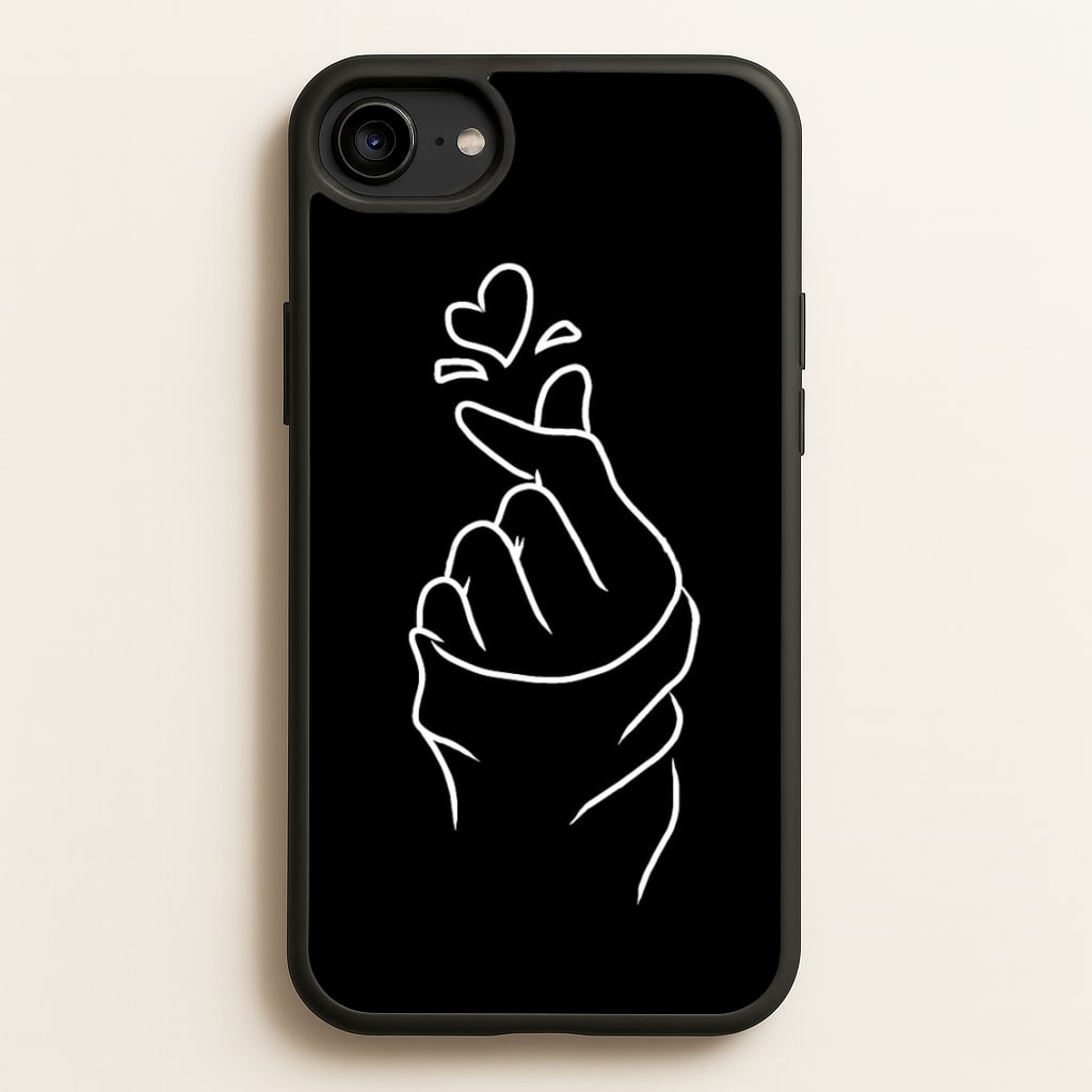 Cute Heart Finger Snap Black  -  Phone Case for iPhone 6 / 7 / 8 / SE