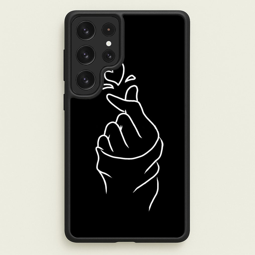 Cute Heart Finger Snap Black  -  Phone Case for Galaxy S22 Ultra