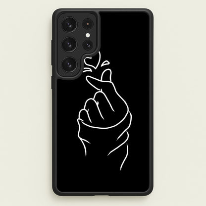 Cute Heart Finger Snap Black  -  Phone Case for Galaxy S22 Ultra