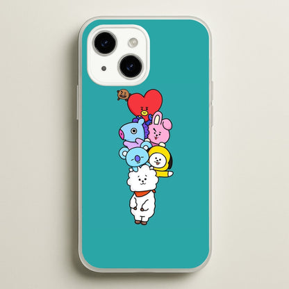 Green BT21 - RJ, Mang, Koya, Chimmy, Cooky, Shooky, Tata - K Pop  -  Phone Case for iPhone 14