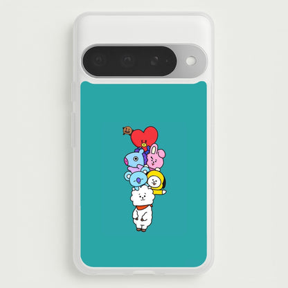Green BT21 - RJ, Mang, Koya, Chimmy, Cooky, Shooky, Tata - K Pop Phone Case for Google Pixel 10 Pro XL