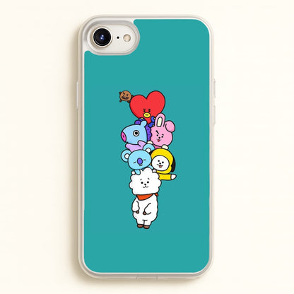 Green BT21 - RJ, Mang, Koya, Chimmy, Cooky, Shooky, Tata - K Pop  -  Phone Case for iPhone 6 Plus / 7 Plus / 8 Plus