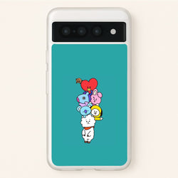 Green BT21 - RJ, Mang, Koya, Chimmy, Cooky, Shooky, Tata - K Pop  -  Phone Case for Google Pixel 7 Pro