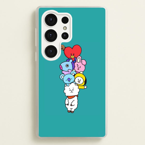 Green BT21 - RJ, Mang, Koya, Chimmy, Cooky, Shooky, Tata - K Pop  -  Phone Case for Galaxy S25 Ultra