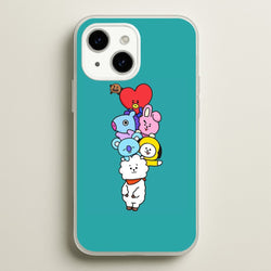Green BT21 - RJ, Mang, Koya, Chimmy, Cooky, Shooky, Tata - K Pop  -  Phone Case for iPhone 15