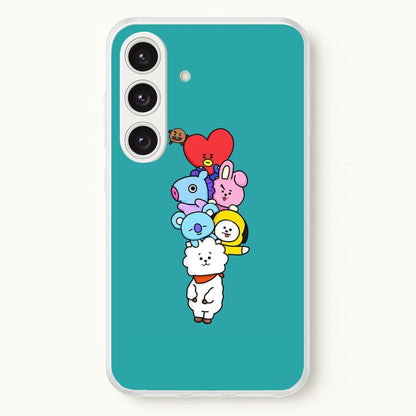 Green BT21 - RJ, Mang, Koya, Chimmy, Cooky, Shooky, Tata - K Pop  -  Phone Case for Galaxy S24FE