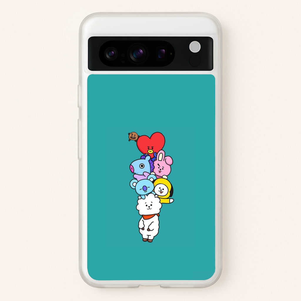 Green BT21 - RJ, Mang, Koya, Chimmy, Cooky, Shooky, Tata - K Pop  -  Phone Case for Google Pixel 8 Pro