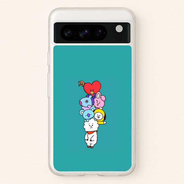 Green BT21 - RJ, Mang, Koya, Chimmy, Cooky, Shooky, Tata - K Pop  -  Phone Case for Google Pixel 8 Pro