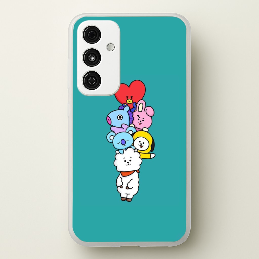 Green BT21 - RJ, Mang, Koya, Chimmy, Cooky, Shooky, Tata - K Pop  -  Phone Case for Galaxy A55