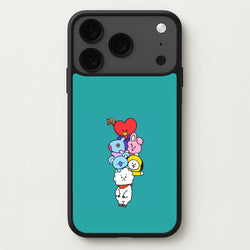 Green BT21 - RJ, Mang, Koya, Chimmy, Cooky, Shooky, Tata - K Pop Phone Case for iPhone 17 Pro Max