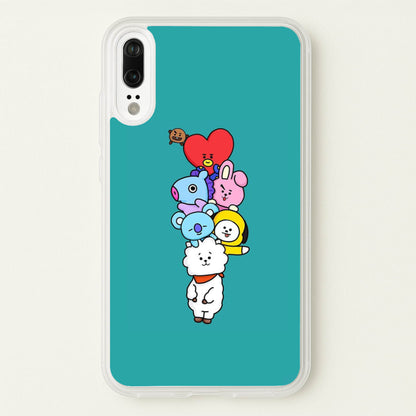 Green BT21 - RJ, Mang, Koya, Chimmy, Cooky, Shooky, Tata - K Pop  -  Phone Case for Huawei P20