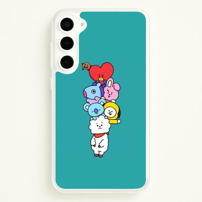 Green BT21 - RJ, Mang, Koya, Chimmy, Cooky, Shooky, Tata - K Pop  -  Phone Case for Galaxy S23