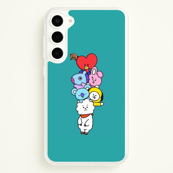 Green BT21 - RJ, Mang, Koya, Chimmy, Cooky, Shooky, Tata - K Pop  -  Phone Case for Galaxy S23