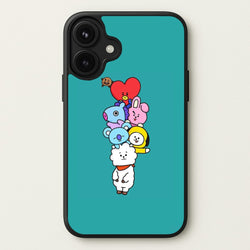 Green BT21 - RJ, Mang, Koya, Chimmy, Cooky, Shooky, Tata - K Pop Phone Case for iPhone 17