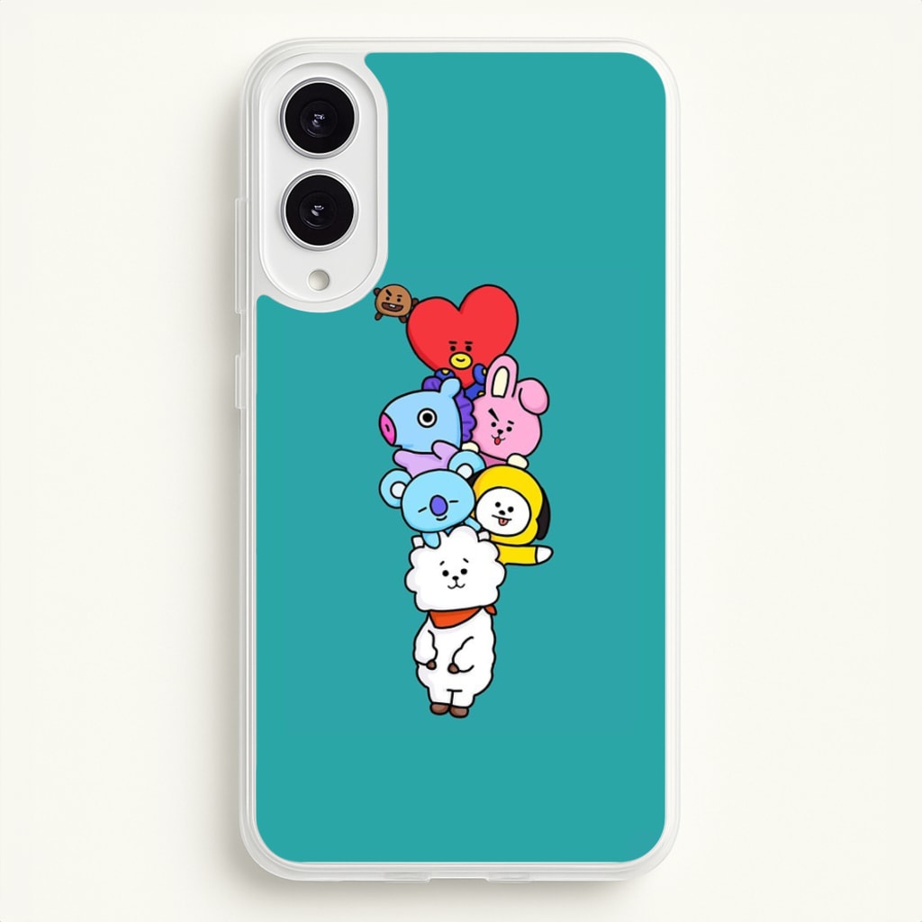 Green BT21 - RJ, Mang, Koya, Chimmy, Cooky, Shooky, Tata - K Pop  -  Phone Case for Galaxy S25 Edge