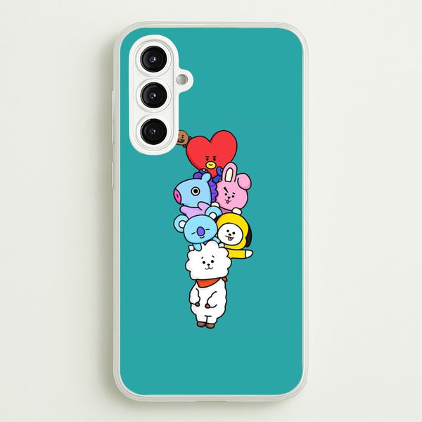 Green BT21 - RJ, Mang, Koya, Chimmy, Cooky, Shooky, Tata - K Pop  -  Phone Case for Galaxy A16