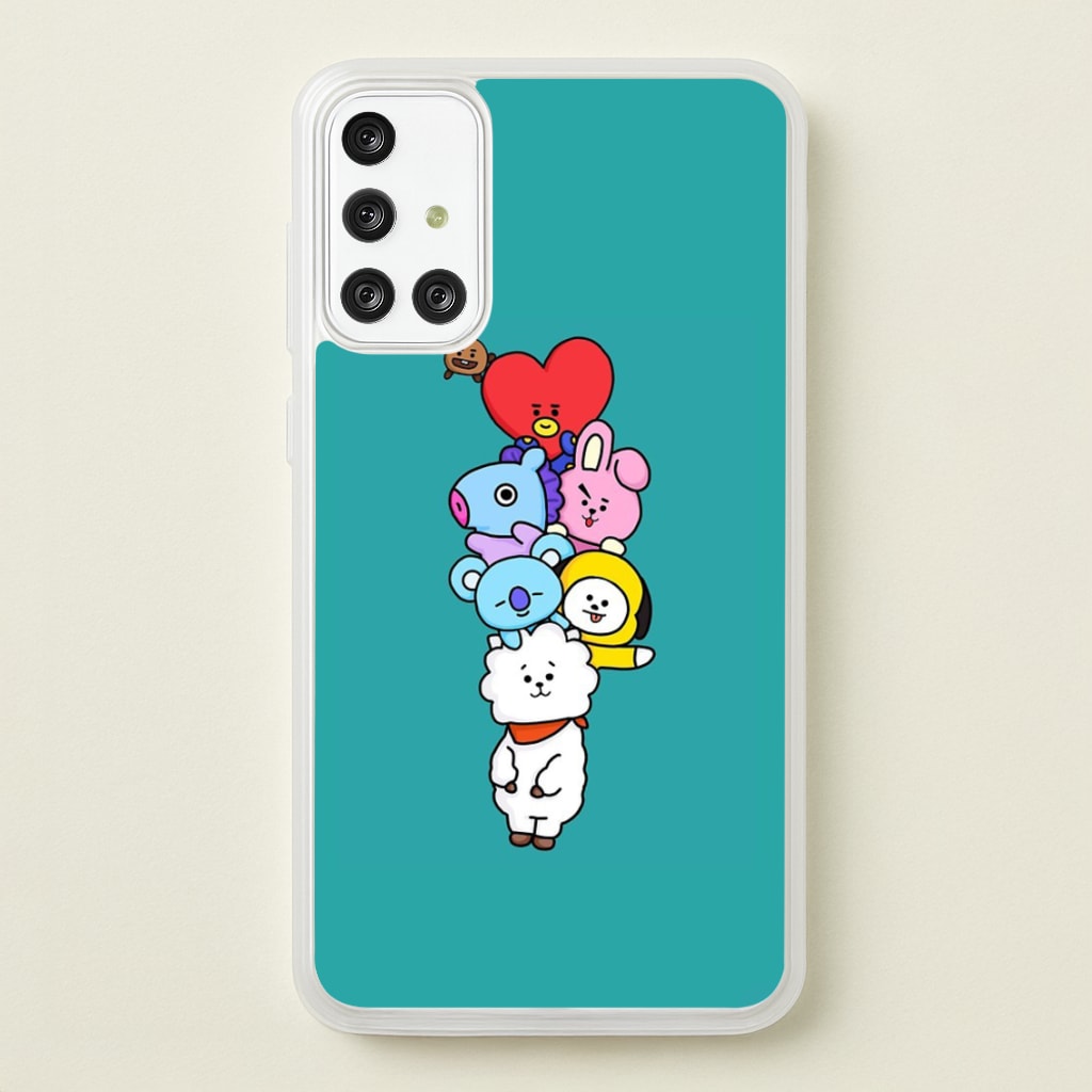 Green BT21 - RJ, Mang, Koya, Chimmy, Cooky, Shooky, Tata - K Pop  -  Phone Case for Galaxy A71