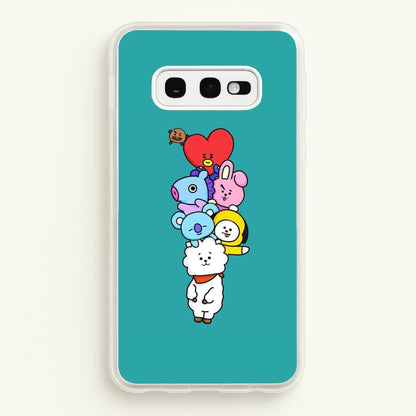 Green BT21 - RJ, Mang, Koya, Chimmy, Cooky, Shooky, Tata - K Pop  -  Phone Case for Galaxy S10e