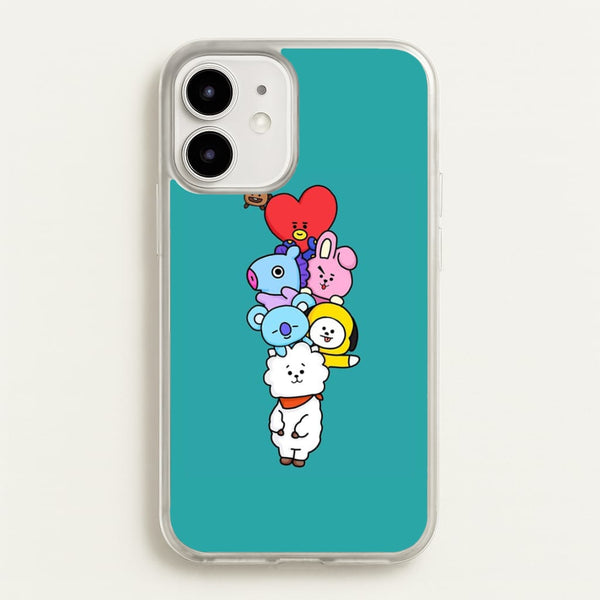Green BT21 - RJ, Mang, Koya, Chimmy, Cooky, Shooky, Tata - K Pop  -  Phone Case for iPhone 12 Mini