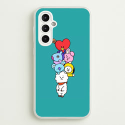 Green BT21 - RJ, Mang, Koya, Chimmy, Cooky, Shooky, Tata - K Pop  -  Phone Case for Galaxy A14