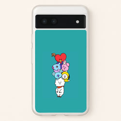 Green BT21 - RJ, Mang, Koya, Chimmy, Cooky, Shooky, Tata - K Pop  -  Phone Case for Google Pixel 7a