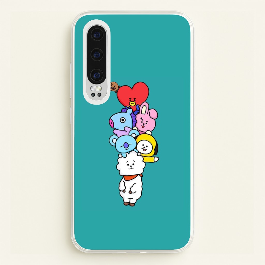 Green BT21 - RJ, Mang, Koya, Chimmy, Cooky, Shooky, Tata - K Pop  -  Phone Case for Huawei P30
