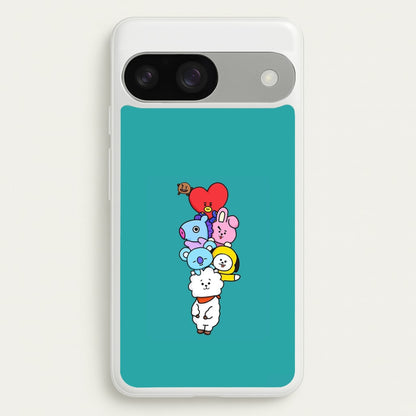 Green BT21 - RJ, Mang, Koya, Chimmy, Cooky, Shooky, Tata - K Pop  -  Phone Case for Google Pixel 9 / 9 Pro