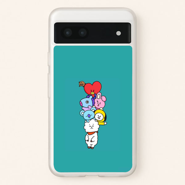 Green BT21 - RJ, Mang, Koya, Chimmy, Cooky, Shooky, Tata - K Pop  -  Phone Case for Google Pixel 6a