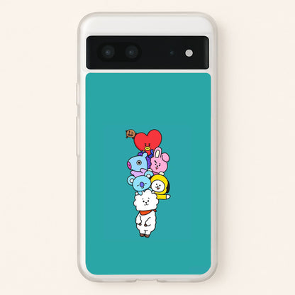 Green BT21 - RJ, Mang, Koya, Chimmy, Cooky, Shooky, Tata - K Pop  -  Phone Case for Google Pixel 7