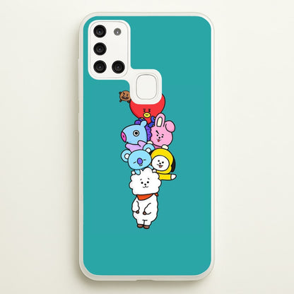 Green BT21 - RJ, Mang, Koya, Chimmy, Cooky, Shooky, Tata - K Pop  -  Phone Case for Galaxy A21s