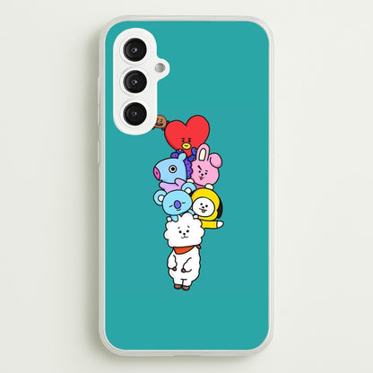 Green BT21 - RJ, Mang, Koya, Chimmy, Cooky, Shooky, Tata - K Pop  -  Phone Case for Galaxy S23FE