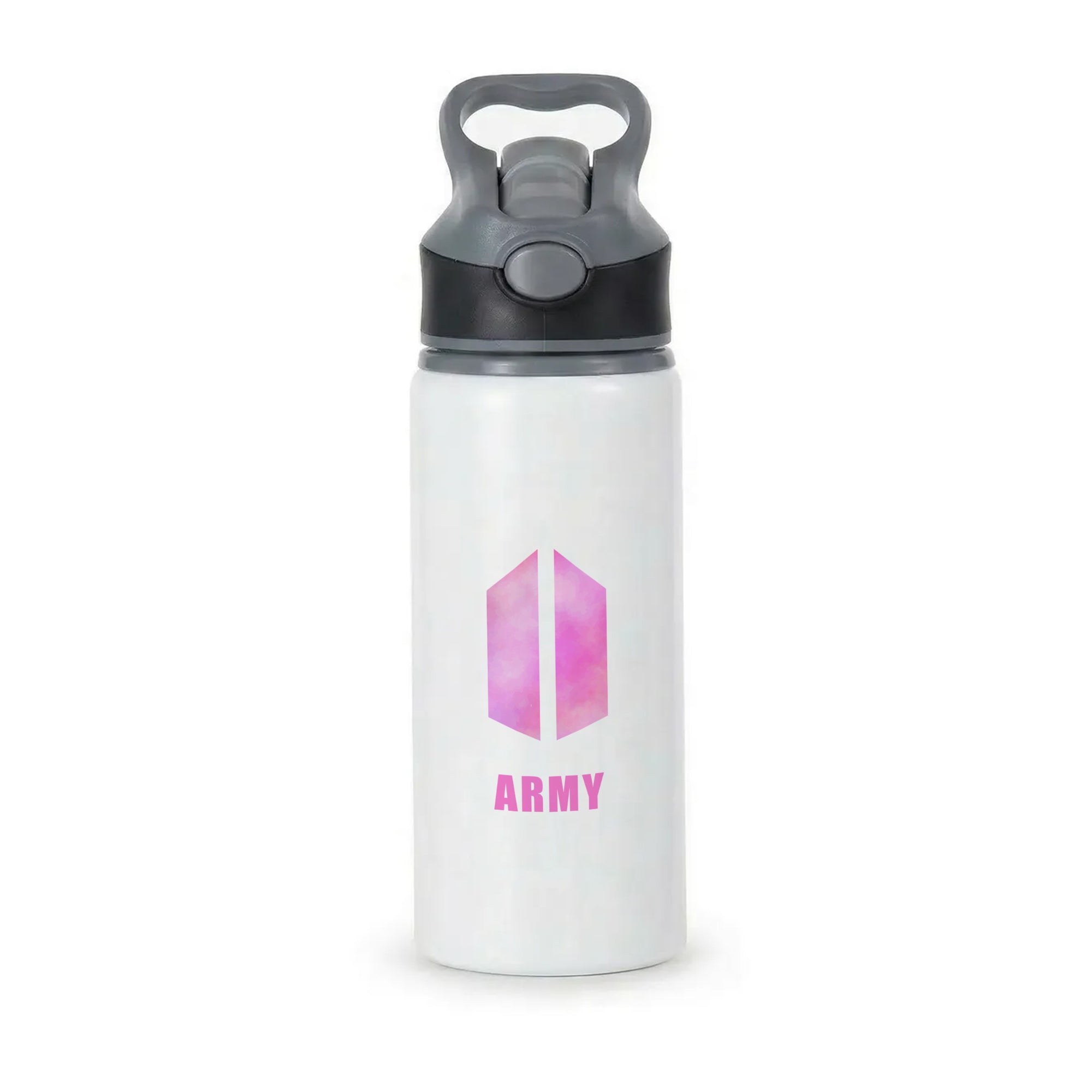 BTS Army Pink - K Pop Active Water Bottle - Black
