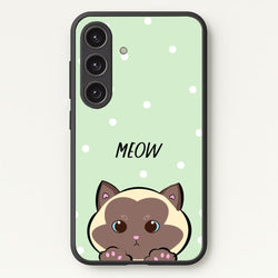 Meow Green - Cats  - Cats Phone Case for Galaxy S24FE