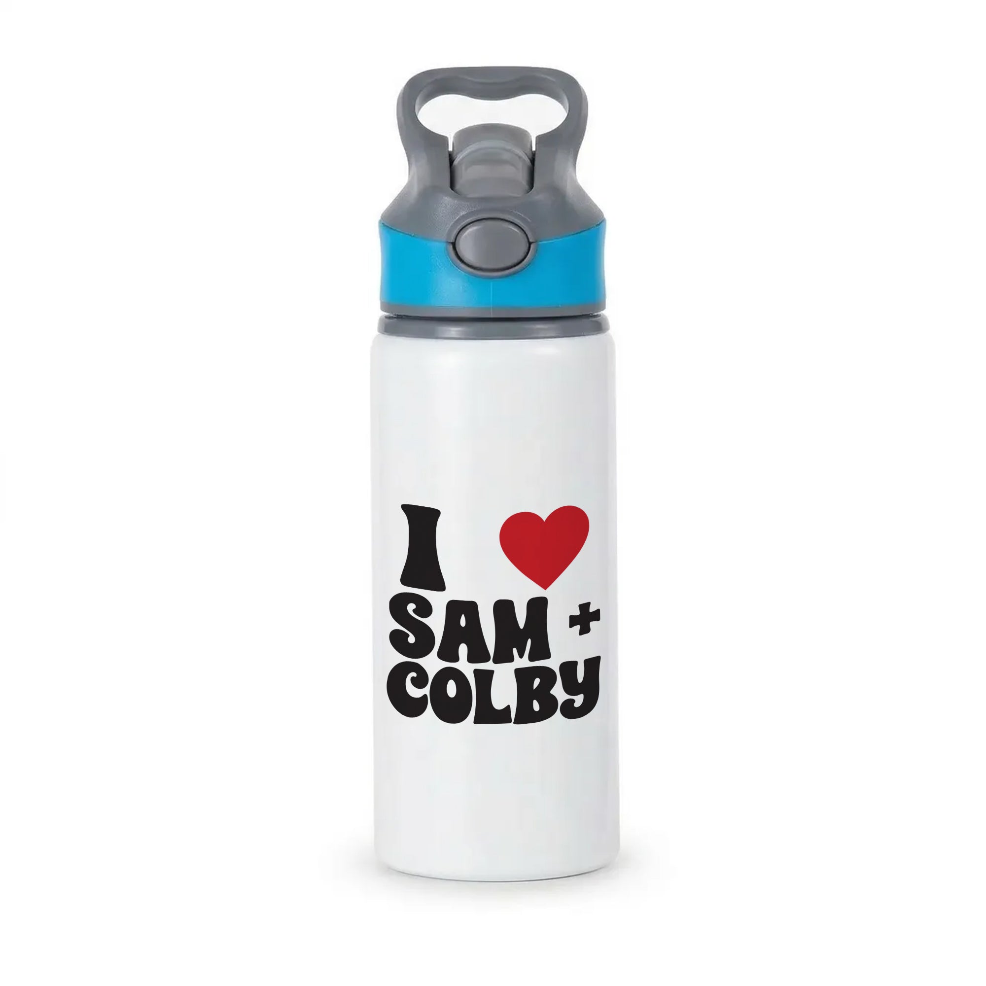 I Love S & C Active Water Bottle - Blue