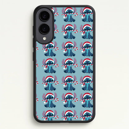 Christmas Blue Alien Pattern  - Christmas Phone Case for Galaxy S25 Edge