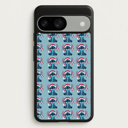 Christmas Blue Alien Pattern  - Christmas Phone Case for Google Pixel 9 / 9 Pro