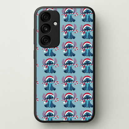 Christmas Blue Alien Pattern  - Christmas Phone Case for Galaxy A55