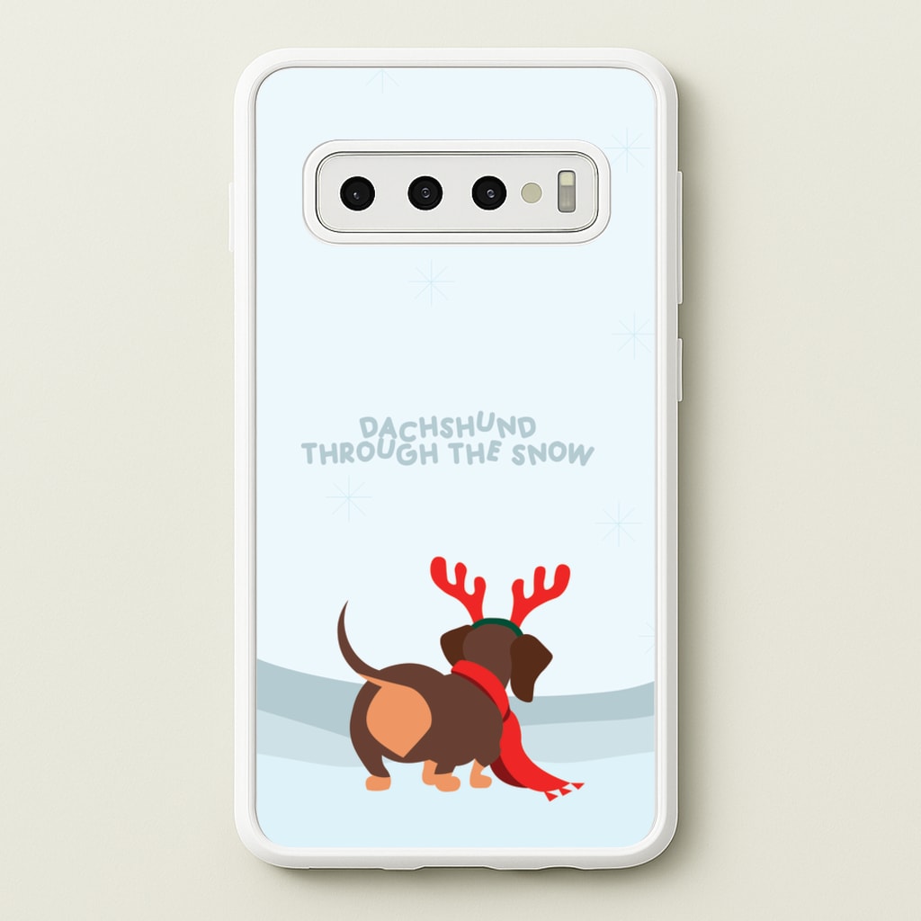 Dachshund Through The Snow - Christmas  - Christmas Phone Case for Galaxy S10