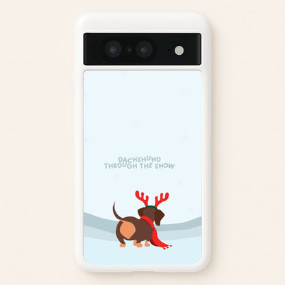 Dachshund Through The Snow - Christmas  - Christmas Phone Case for Google Pixel 8