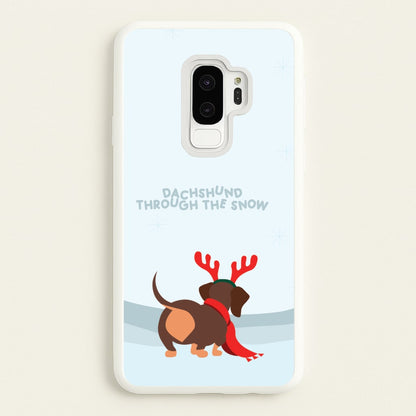 Dachshund Through The Snow - Christmas  - Christmas Phone Case for Galaxy S9 Plus