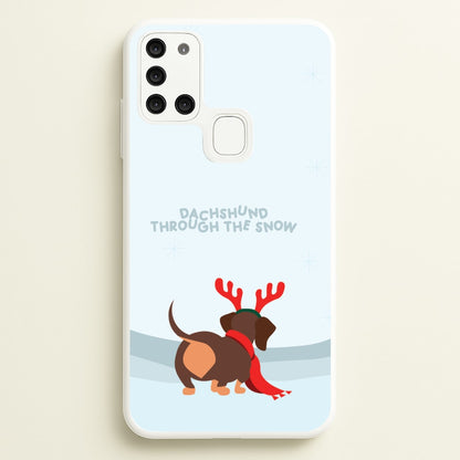 Dachshund Through The Snow - Christmas  - Christmas Phone Case for Galaxy A21s