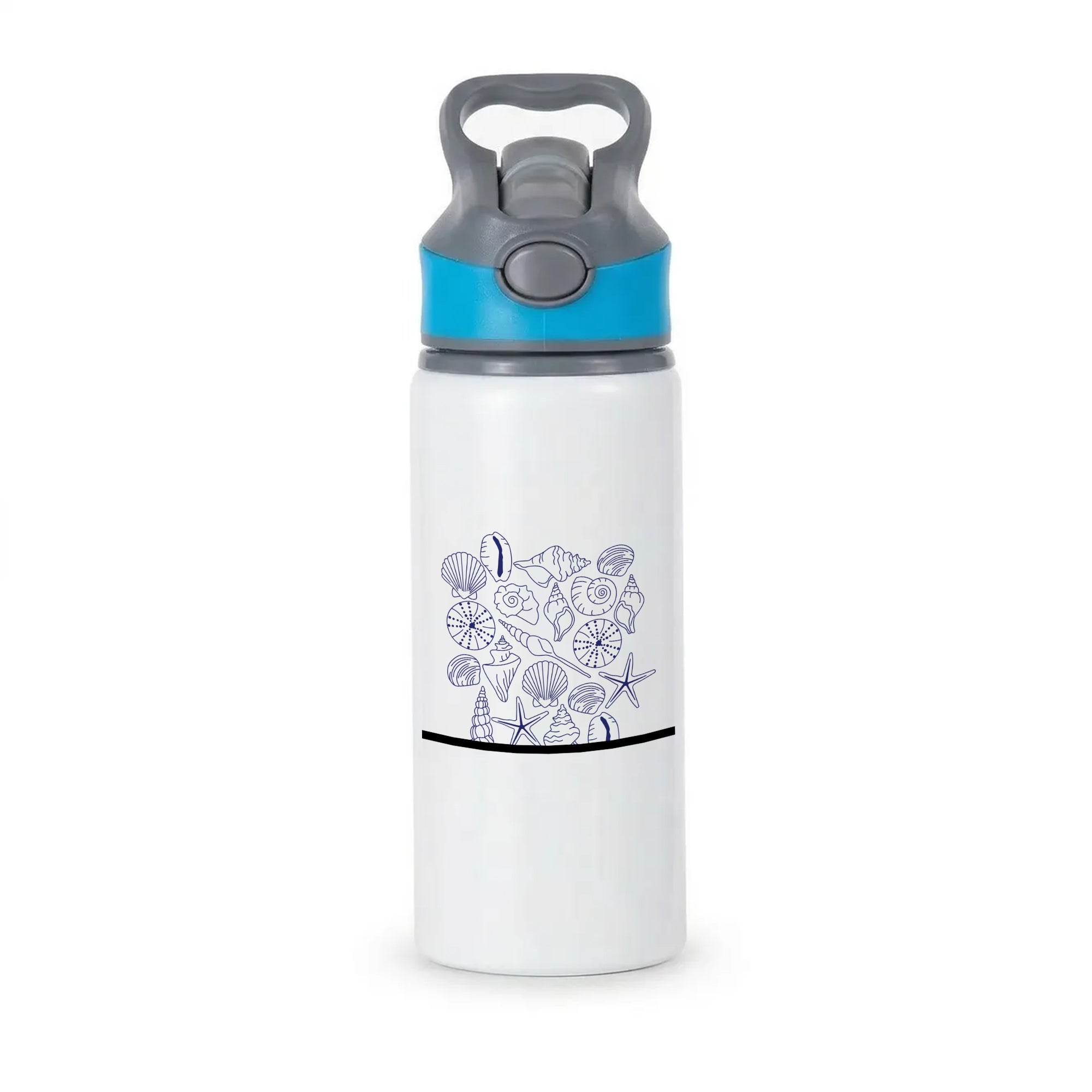 Sea Shells - Clean Girl Aesthetic Active Water Bottle - Blue