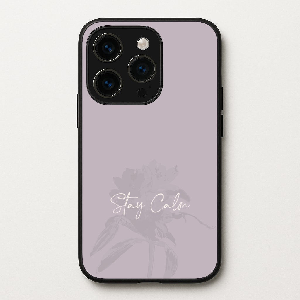 Mauve Stay Calm  - Clean Girl Aesthetic Phone Case for iPhone 15 Pro Max