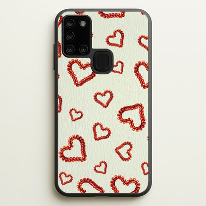 Elastic Hearts Pattern  - Clean Girl Aesthetic Phone Case for Galaxy A21s