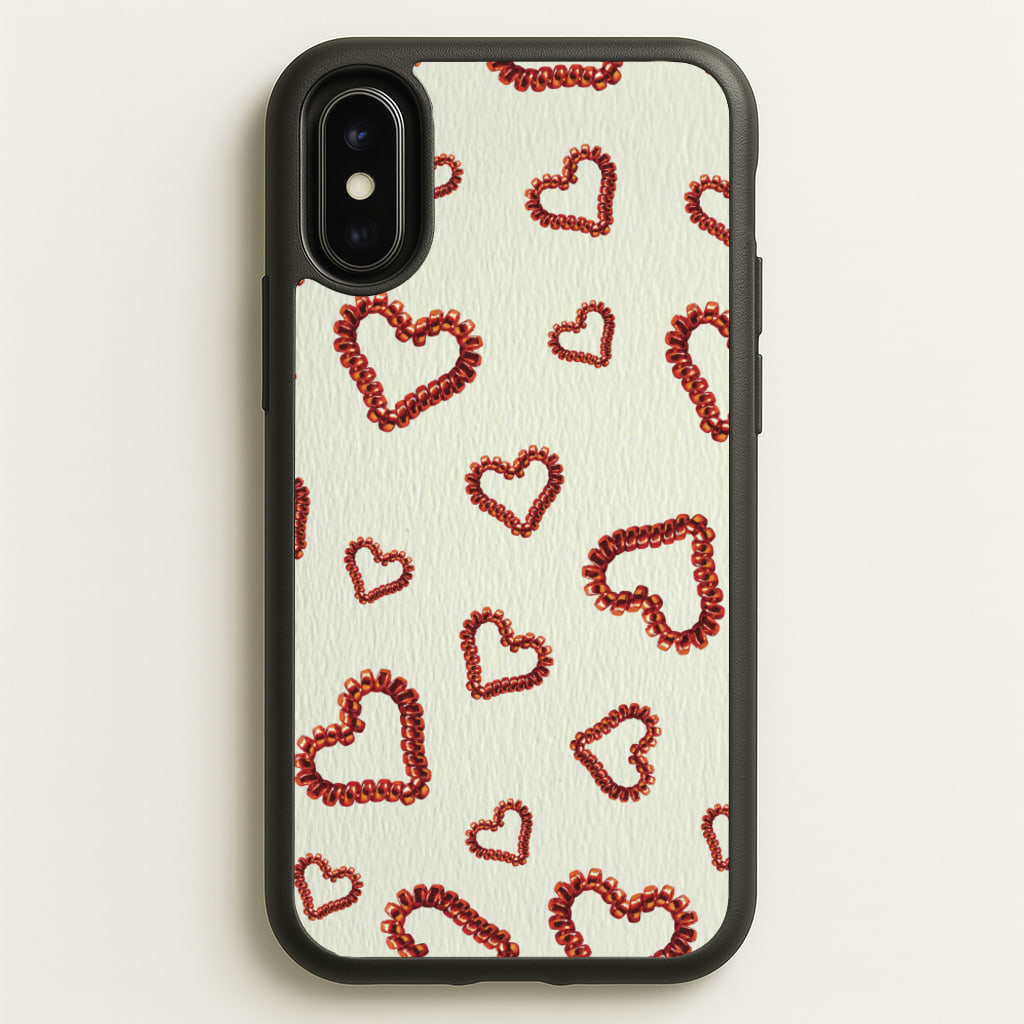 Elastic Hearts Pattern  - Clean Girl Aesthetic Phone Case for iPhone X / XS
