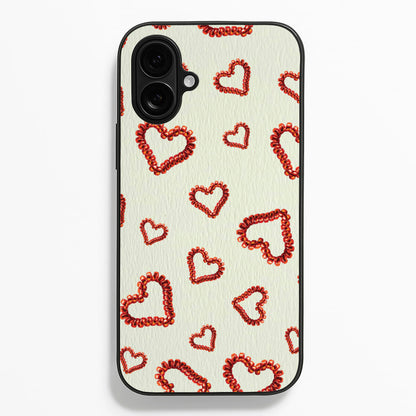 Elastic Hearts Pattern  - Clean Girl Aesthetic Phone Case for iPhone 16 Plus