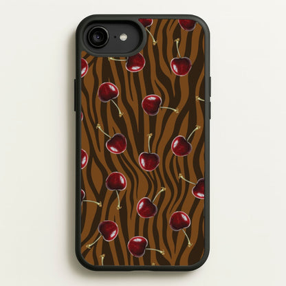 Animal Print With Cherries Pattern  - Clean Girl Aesthetic Phone Case for iPhone 6 Plus / 7 Plus / 8 Plus