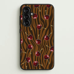 Animal Print With Cherries Pattern  - Clean Girl Aesthetic Phone Case for Galaxy A16